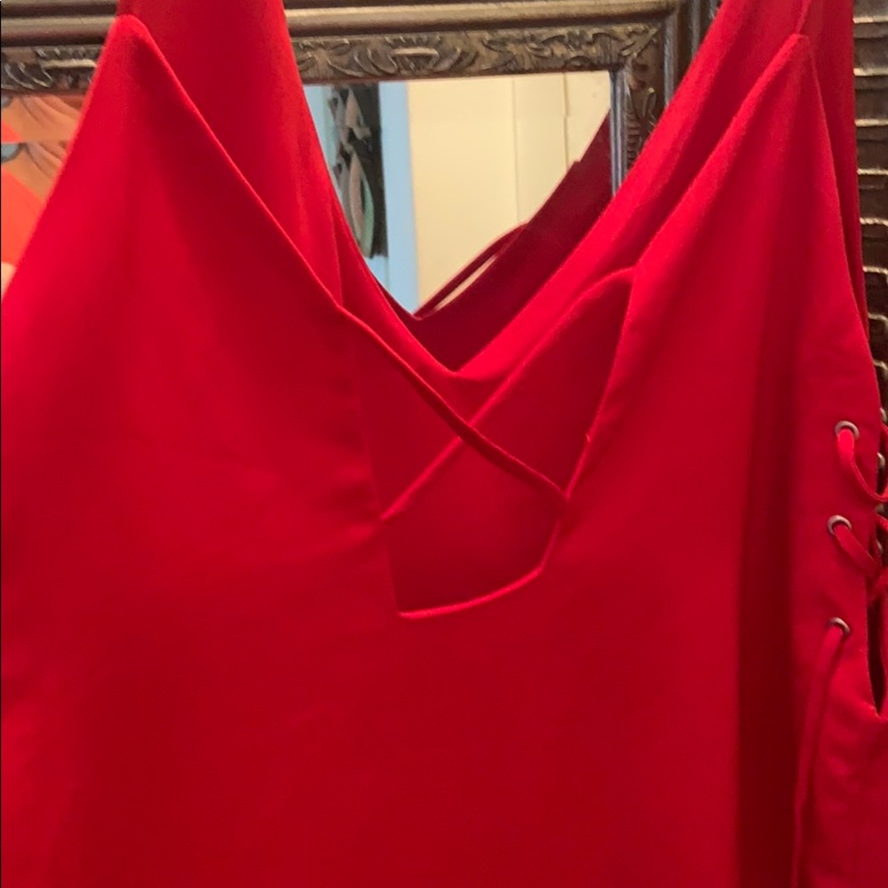 Cherry red strappy mini dress size L - Picture 2 of 4